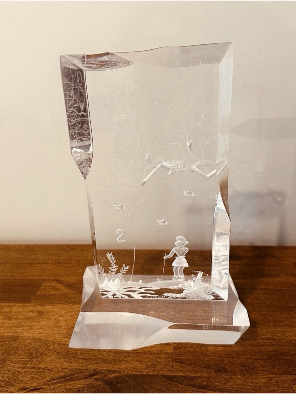 Vintage Lucite Art Lady Golf Sculpture - Signed!